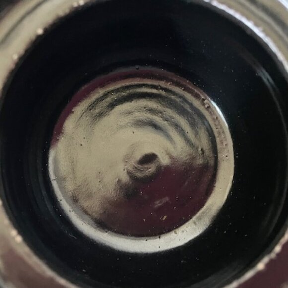 ROWE POTTERY WORKS Vintage Salt Glazed Blue Heart Pattern 1991 Crock 2 Cup - Picture 13 of 16